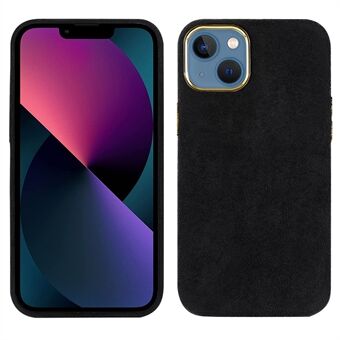 Slank design flokkende PU-skinnbelagt PET + metallhybriddeksel Mobiltelefon beskyttelsesdeksel for iPhone 13 6,1 tommer