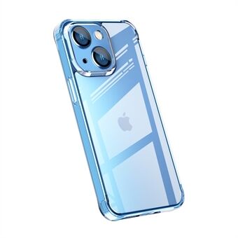 For iPhone 13 6,1 tommer støtsikkert slankt telefondeksel Bakside i herdet glass + fleksibelt, mykt TPU-støtfangerbeskyttelsesdeksel