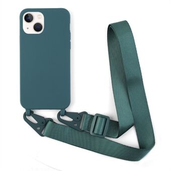 For iPhone 13 6.1-tommers Soft TPU-matte finish beskyttende mobiltelefondeksel med skulderreim