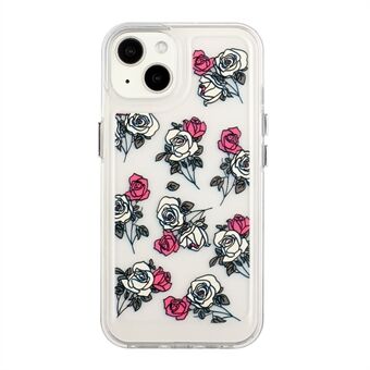 Flower Series for iPhone 13 6.1 inch Flower Pattern Printed 2mm Thickened Anti-drop Acrylic Back+Soft TPU Frame Phone Case Cover