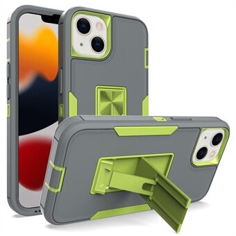 For iPhone 13 6.1 inch Back Shell, PC + TPU Hybrid Phone Cover with Integrated Kickstand Car Mount Metal Sheet Case