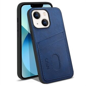 KSQ 003 Series for iPhone 13 6.1 inch Card Slots Function Wear-resistant Case PU Leather Coated PC+TPU Hybrid Mobile Phone Shell