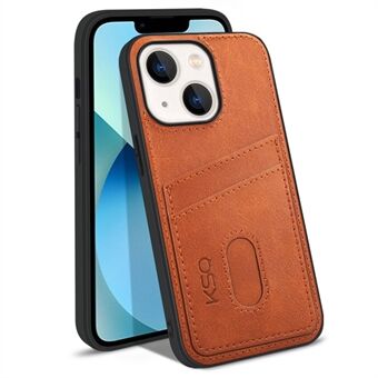 KSQ 003 Series for iPhone 13 6.1 inch Card Slots Function Wear-resistant Case PU Leather Coated PC+TPU Hybrid Mobile Phone Shell