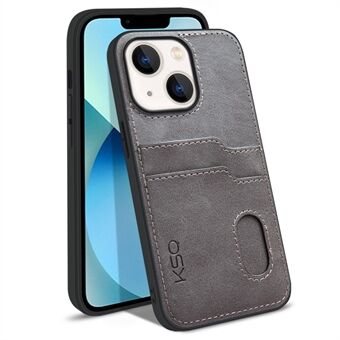 KSQ 002 Series for iPhone 13 6.1 inch Card Slots All-around Protection Case PU Leather Coated PC+TPU Hybrid Mobile Phone Shell