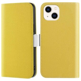 Litchi Texture telefondeksel for iPhone 13 6,1 tommer, Candy Color PU-skinndeksel med Stand