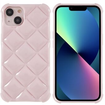 For iPhone 13 6,1 tommers tykke hjørner blank 3D myk TPU-telefonveske Vevd tekstur Anti-slipp bakdeksel