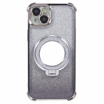 For iPhone 13 Etui Ring Kickstand Elektroplating Glitter TPU Telefonomslag med Speil