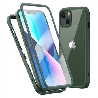 WINTORY For iPhone 13 6,1 tommers PC + TPU Anti-drop-deksel med full dekning med skjermbeskytter i herdet glass