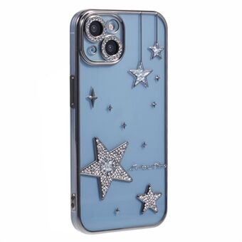 For iPhone 13-deksel 3D Bling Stars Electroplating TPU Gjennomsiktig Telefondeksel