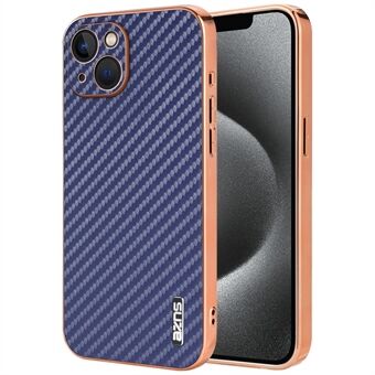 AZNS For iPhone 13 Deksel Elektroplettering Karbonfibertekstur PU+TPU Telefondeksel