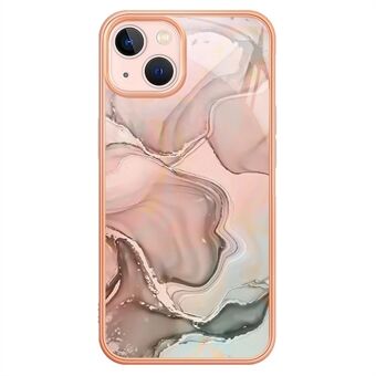 For iPhone 13 6,1 tommer YB IMD Series-16 Style E 2,0 mm TPU Drop-testet telefonveske Galvaniseringsramme Marmormønster IMD bakdeksel