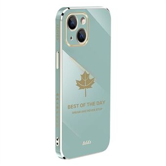 For iPhone 13 6,1 tommers Straight Edge 6D galvanisering TPU-deksel Maple Leaf telefondeksel