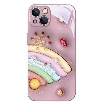 Smile Face Rainbow Pattern telefondeksel for iPhone 13, herdet glass+TPU telefondeksel