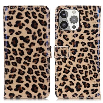 Leopard Print TPU Leather Folio Stand Lommebokveske med magnetisk lukking for iPhone 13 Pro 6,1 tommer