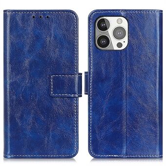 Crazy Horse Texture Vintage Style Lommebok PU-skinn Stand Standveske for iPhone 13 Pro - Blue