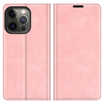 Lommebokdesign Skin-touch Feel Lærdeksel Autoabsorbert beskyttelsesveske med Stand for iPhone 13 Pro 6,1 tommer