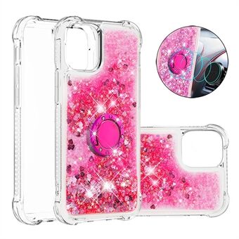 Glitter Bling Flytende Liquid Sparkle Quicksand Myk TPU Søt telefonveske med Ring for iPhone 13 Pro 6,1 tommer