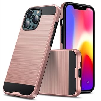 Myk TPU Hard PC børstet anti-fingeravtrykk beskyttende telefondeksel for hele kroppen for iPhone 13 Pro - Rose Gold