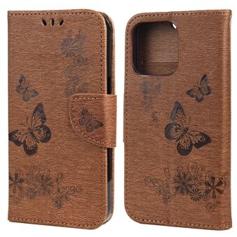 Lommebok lærveske Imprint Butterfly Flower telefonveske med Stand for iPhone 13 Pro 6,1 tommer