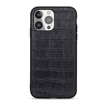 Krokodilleskinn Anti-fall ekte skinnbelagt PC + TPU Combo telefonbakdeksel for iPhone 13 Pro 6,1 tommer