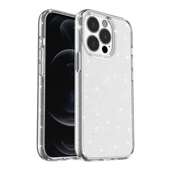 Krystallklar Bling Glitrende Glitter Shiny Myk TPU + Hard PC Slim Fit Bakdeksel for iPhone 13 Pro - Silver