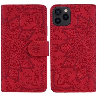 Imprint Flower Allround-beskyttelse Telefonskall Stand Design Lærveske for iPhone 13 Pro 6,1 tommer