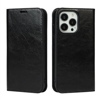 Crazy Horse Texture ekte lær folio flip lommebokdeksel med Stand for iPhone 13 Pro 6,1 tommer