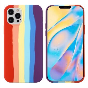 Rainbow Style myk flytende silikon støtsikkert beskyttelsesdeksel for iPhone 13 Pro 6,1 tommer - Rød