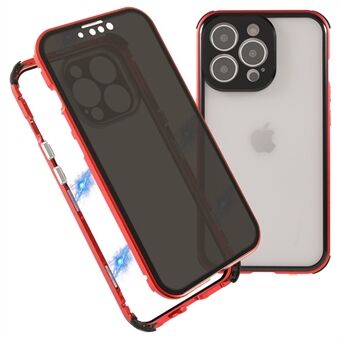 Spy dobbeltsidig herdet glass + låsespenne Design Magnetisk metallramme telefondeksel for iPhone 13 Pro 6,1 tommer