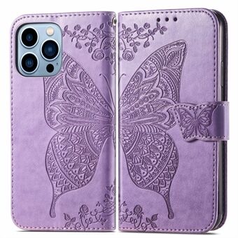 Stand Butterfly Flower Støtsikkert telefonlommebokstativ i skinn Beskyttende deksel for iPhone 13 Pro 6,1 tommer