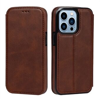 Jazz Series PU Leather + TPU magnetisk autoabsorbert Stand telefondekselveske med kortholder for iPhone 13 Pro - Brown