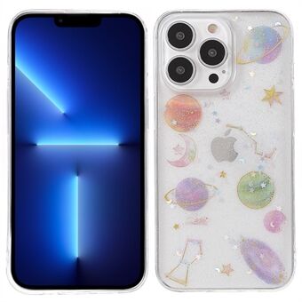 Stilig Star Planet Printing Stickers Design Anti- Scratch Epoxy Mykt TPU-deksel for iPhone 13 Pro 6,1 tommer