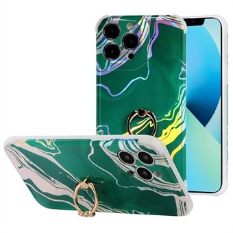 Ring Kickstand Marble IMD Laser TPU + PC Anti-drop Hybrid telefondeksel for iPhone 13 Pro 6,1 tommer