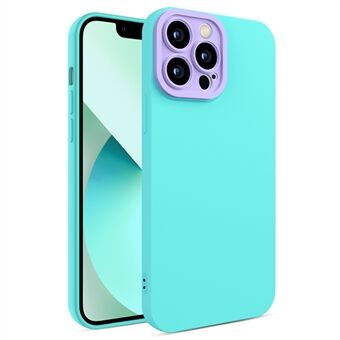 Eagle Eye Lens Series Precise Cutout gummiert TPU + PC-telefondeksel med kameralinsebeskyttelse for iPhone 13 Pro - Light Green + Purple