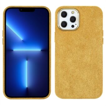 Flokkende PU-skinnbelagt PET + metallhybridveske Helt pakket tilbake Mobiltelefonbeskyttelsesdeksel for iPhone 13 Pro 6,1 tommer