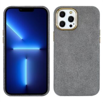 Flokkende PU-skinnbelagt PET + metallhybridveske Helt pakket tilbake Mobiltelefonbeskyttelsesdeksel for iPhone 13 Pro 6,1 tommer