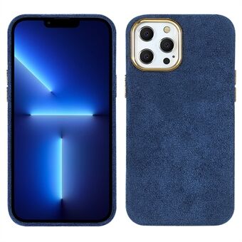 Flokkende PU-skinnbelagt PET + metallhybridveske Helt pakket tilbake Mobiltelefonbeskyttelsesdeksel for iPhone 13 Pro 6,1 tommer