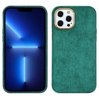 Flokkende PU-skinnbelagt PET + metallhybridveske Helt pakket tilbake Mobiltelefonbeskyttelsesdeksel for iPhone 13 Pro 6,1 tommer