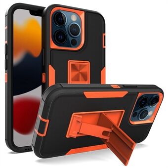 For iPhone 13 Pro 6.1 inch Shockproof PC + TPU Hybrid Phone Cover with Integrated Kickstand Car Mount Metal Sheet Case