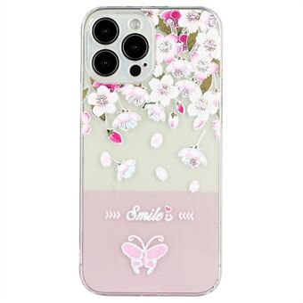 For iPhone 13 Pro 6,1 tommer Lakkert Butterfly TPU-bakdeksel Fallsikkert beskyttelsesdeksel for mobiltelefon