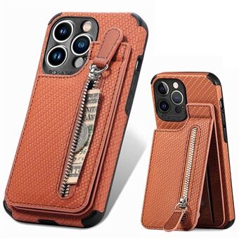 Woven Texture Kickstand-deksel for iPhone 13 Pro 6,1 tommer, skinnbelagt TPU-telefondeksel med glidelåslomme