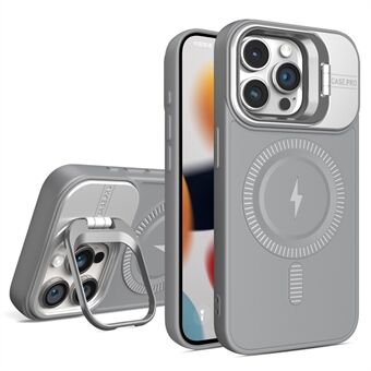 For iPhone 13 Pro Magnetisk etui Linseramme Stativ av PC+TPU Telefonomslag