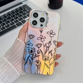 For iPhone 13 Pro etui med blomstermønster, lasertekstur, elektroplatering og ripebestandig telefondeksel.