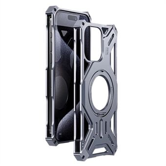 For iPhone 14 Pro / 13 Pro Bumper Case Rammefri Aluminiumslegering+Silikondeksel med Ringstativ