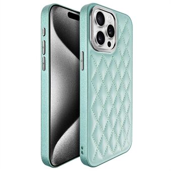 KST DESIGN For iPhone 13 Pro Etui, PC+TPU Telefondeksel med Lærbelegg, Sømmet Rhombus, Matt Innside