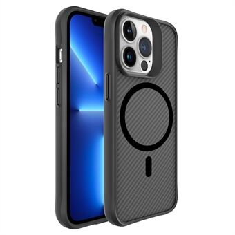 For iPhone 13 Pro Magnetisk Etui PC+TPU Karbonfiber Tekstur Bakdeksel - Svart