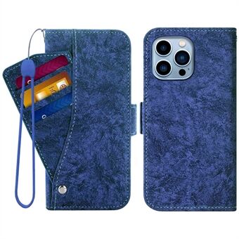 For iPhone 13 Pro 6,1 tommers PU-skinn Vann-blekk Maling Tekstur Telefonveske Roterende kortspor Stand Lommebok Folio Flip-deksel