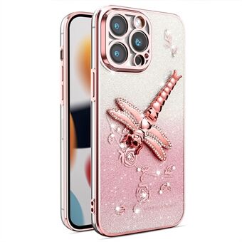 KADEM For iPhone 13 Pro Deksel Øyenstikker Stativ TPU Blomster Glitter Telefondeksel