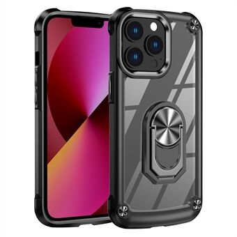 Støtsikkert telefondeksel for iPhone 13 Pro 6,1 tommers Ring Stativ PC + TPU mobiltelefondeksel