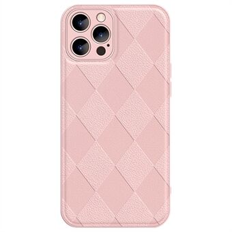 For iPhone 13 Pro 6,1 tommers kollisjonsbestandig Rhombus -påtrykt PU-skinnbelagt PC+TPU-telefondeksel Baksideskall